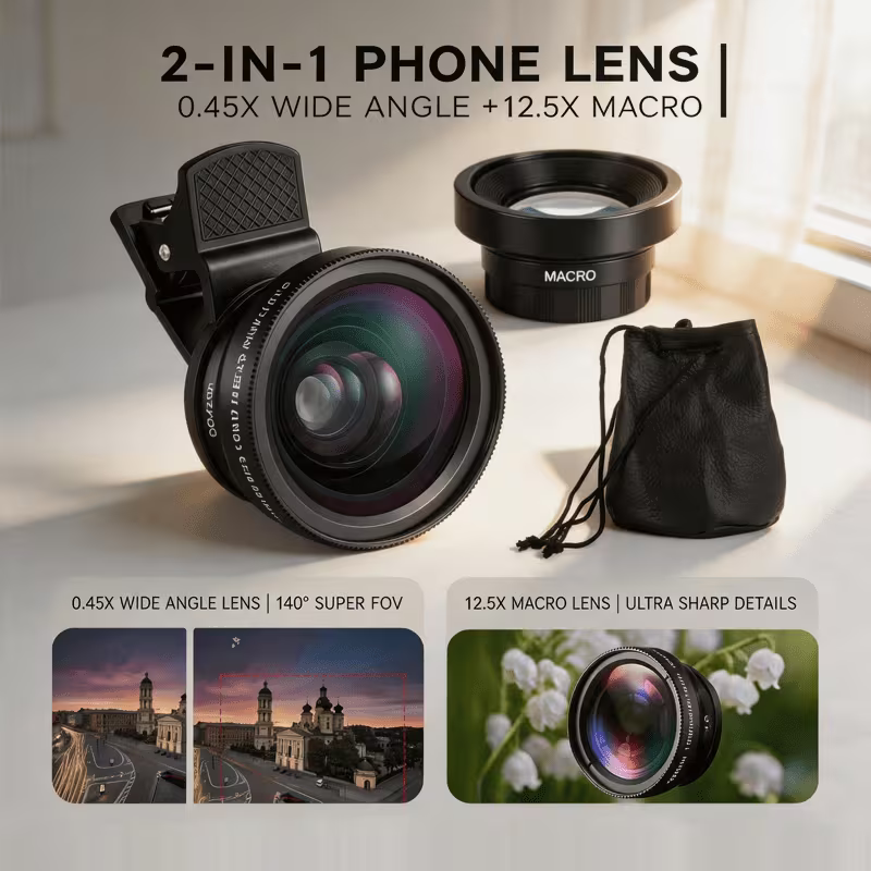 2 In 1 Mobile Camera Lens (Wide Angle + Macro Lens)