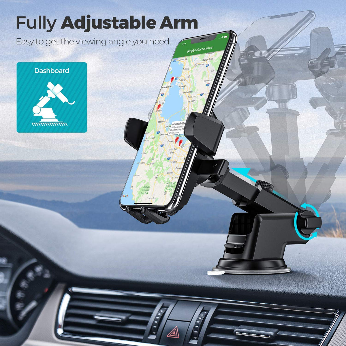 360 Degree Rotating Adjustable Mobile Holder Stand for Car