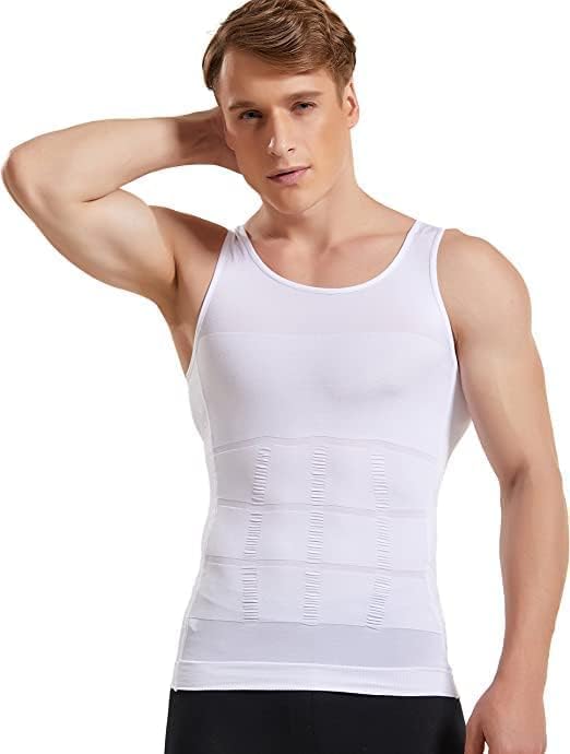 Tummy Control Undershirt Abs Abdomen Slim Stretchable Vest For Men = XXL