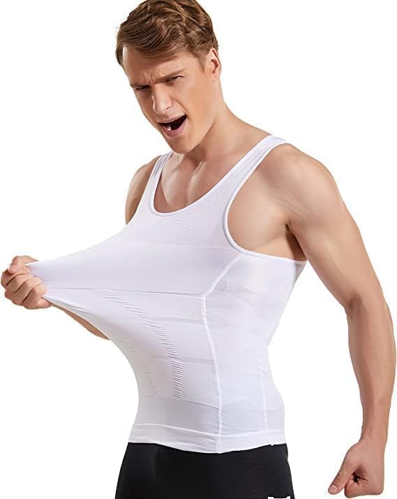 Tummy Control Undershirt Abs Abdomen Slim Stretchable Vest For Men = XXL